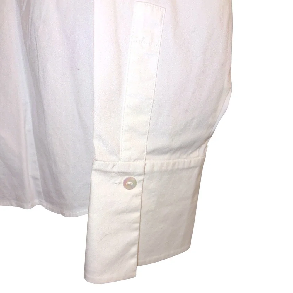 Lafayette 148 Button Down White Professional Stretch Cotton Blouse 14 - Picture 4 of 7